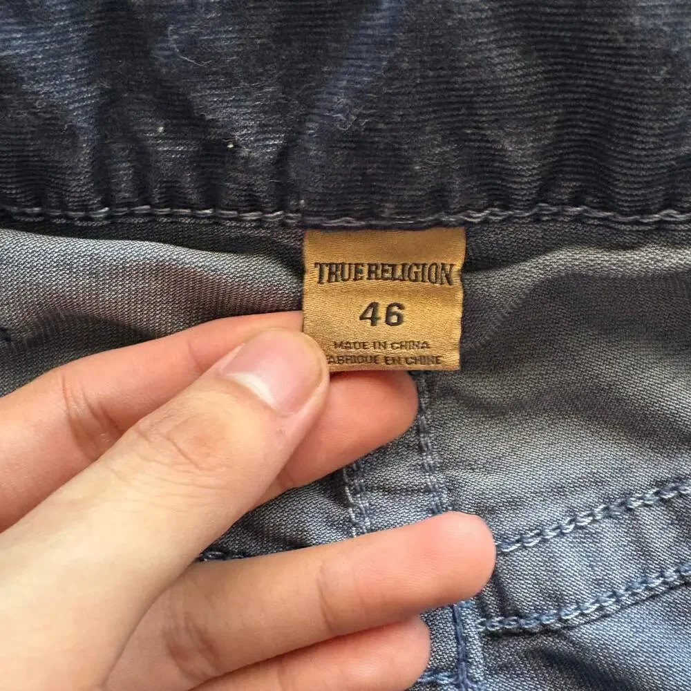 True Religion Ricky Relaxed Straight Corduroy Jeans Mens 46x32 Blue Streetwear